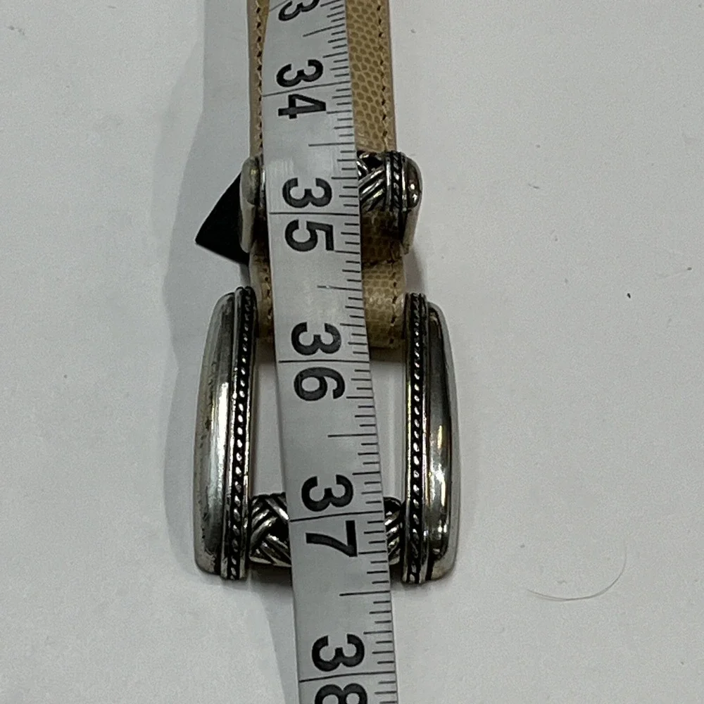 Vintage Brighton Belt M Light Tan‎ Faux Embossed Leather Western Silver Tip